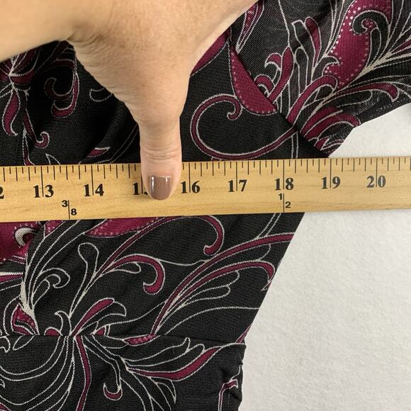 Women Sheer Mesh Faux Wrap Babydoll Top Sz L Paisley Fairy Grunge Whimsigoth Y2K - Picture 7 of 15